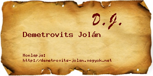Demetrovits Jolán névjegykártya