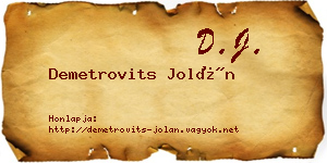 Demetrovits Jolán névjegykártya