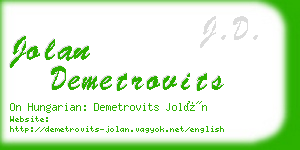 jolan demetrovits business card